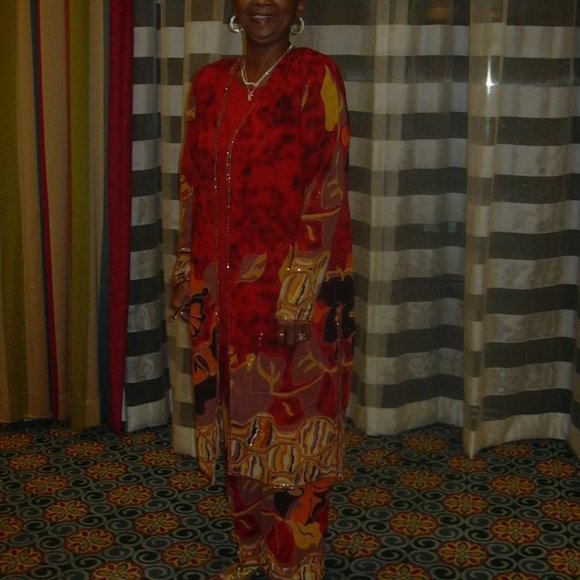 Vintage G Unit 3 pc Party Jacket V Neck Top & Pants Red Yellow Abstract … - Picture 2 of 11